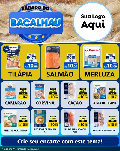 Modelo de Rede Social para Feed Instagram com o tema Sábado do Bacalhau para Peixaria