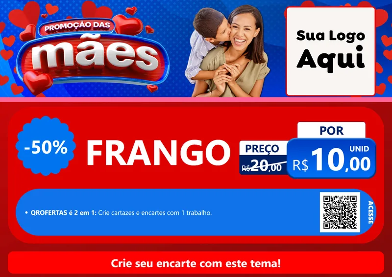 Modelo de Cartaz para Cartaz A4 Horizontal com o tema Promoção das Mães para Assados