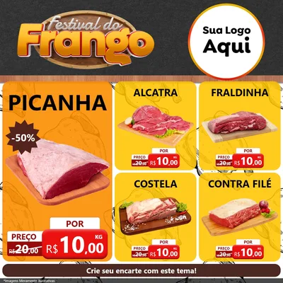 Modelo de Rede Social para Feed Facebook com o tema Festival do Frango para Açougue