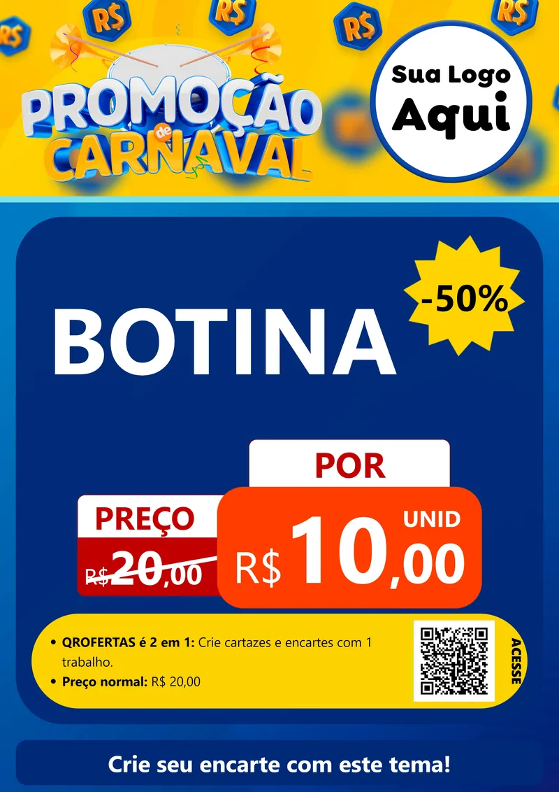 Modelo de Cartaz para Cartaz A4 Vertical com o tema Promoção de Carnaval para Agropecuária