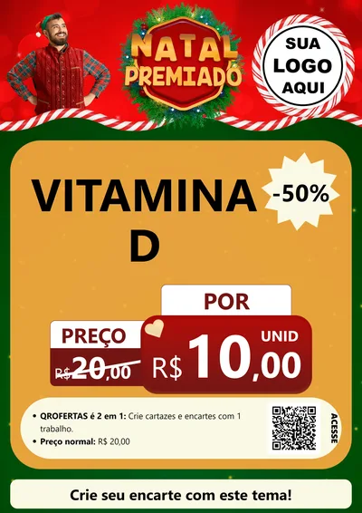 Modelo de Cartaz para Cartaz A4 Vertical com o tema Natal Premiado para Farmácia