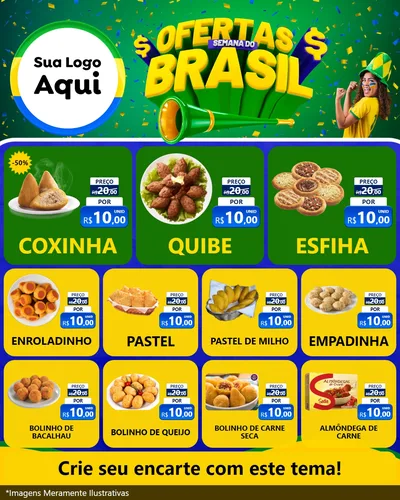 Modelo de Rede Social para Feed Instagram com o tema Ofertas Semana do Brasil para Salgadaria