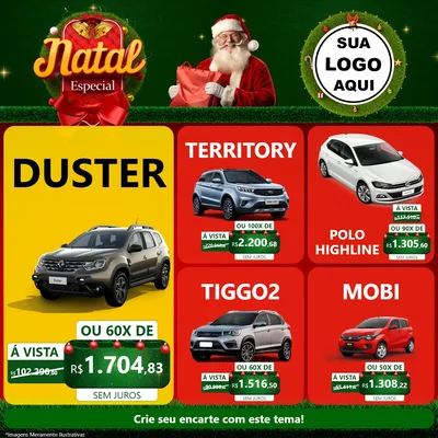 Modelo de Rede Social para Feed Facebook com o tema Natal Especial para Concessionaria de Carros