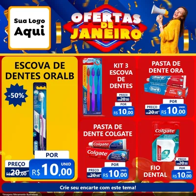 Modelo de Rede Social para Feed Facebook com o tema Ofertas de Janeiro para Higiene Pessoal