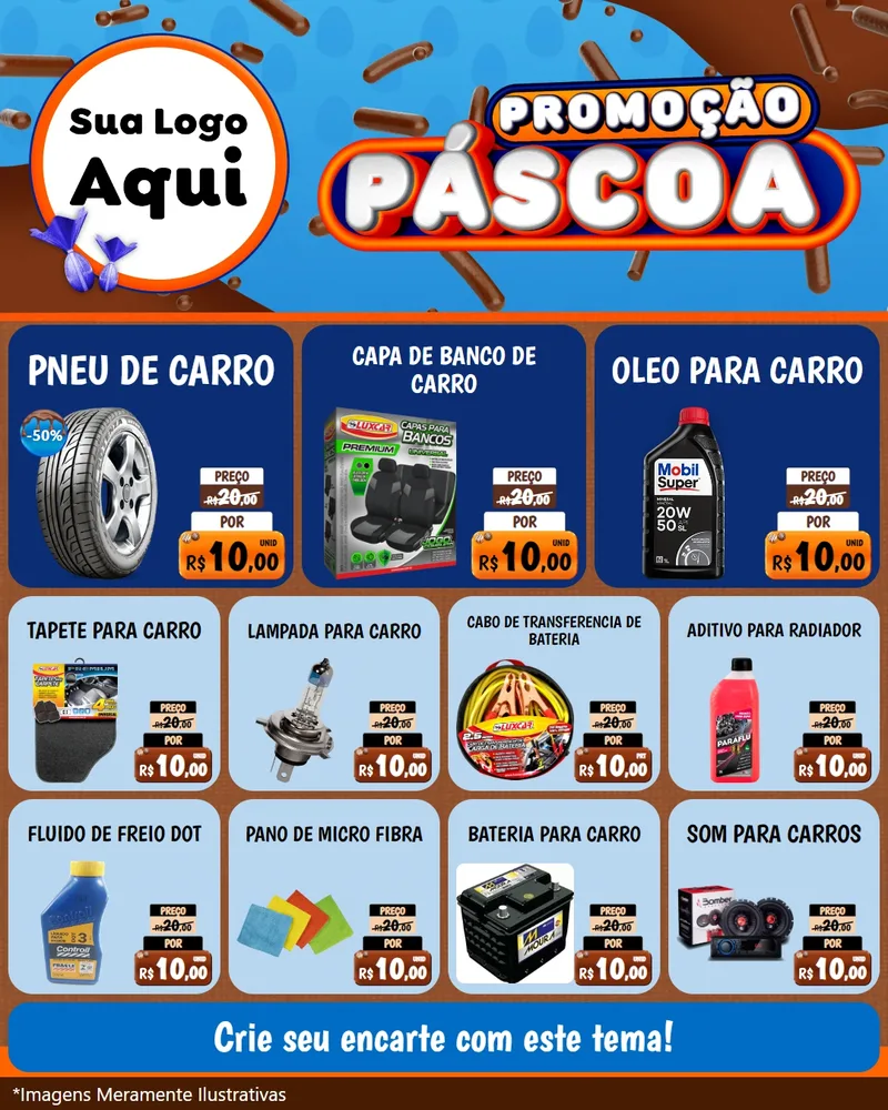 Modelo de Rede Social para Feed Instagram com o tema Promoção Páscoa para Auto peças