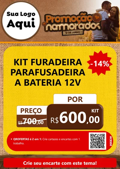 Modelo de Cartaz para Cartaz A4 Vertical com o tema Promoção Namorados para Maquinas e Ferramentas