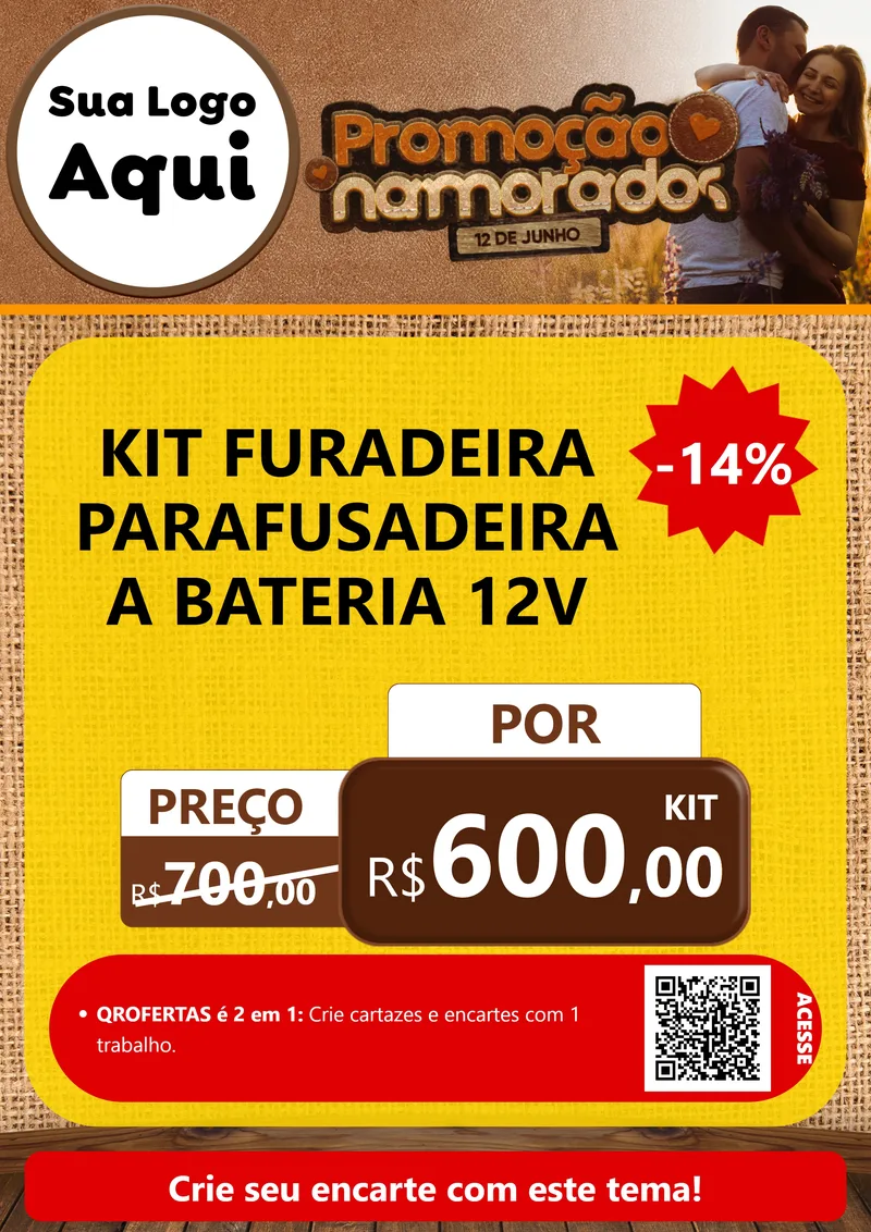Modelo de Cartaz para Cartaz A4 Vertical com o tema Promoção Namorados para Maquinas e Ferramentas