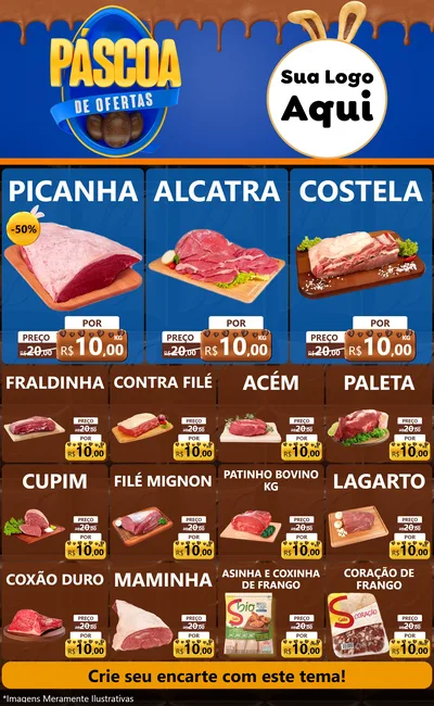 Modelo de Encarte para Encarte Grande com o tema Páscoa de Ofertas para Açougue