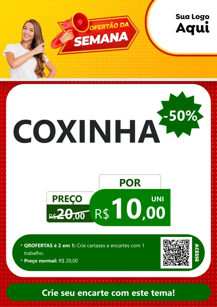 Modelo de Cartaz para Cartaz A4 Vertical com o tema Ofertão da Semana para Salgadaria