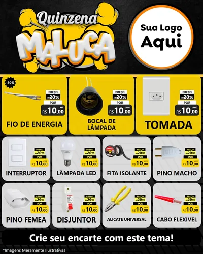 Modelo de Rede Social para Feed Instagram com o tema Quinzena Maluca para Materiais Elétricos