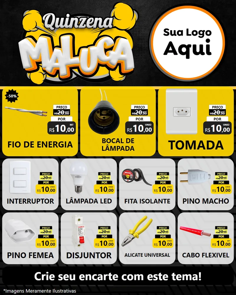 Modelo de Rede Social para Feed Instagram com o tema Quinzena Maluca para Materiais Elétricos