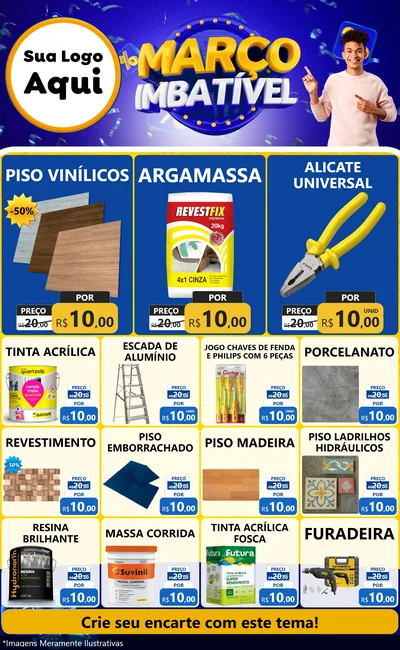 Modelo de Encarte para Encarte Grande com o tema Março Imbatível para Material para Construção