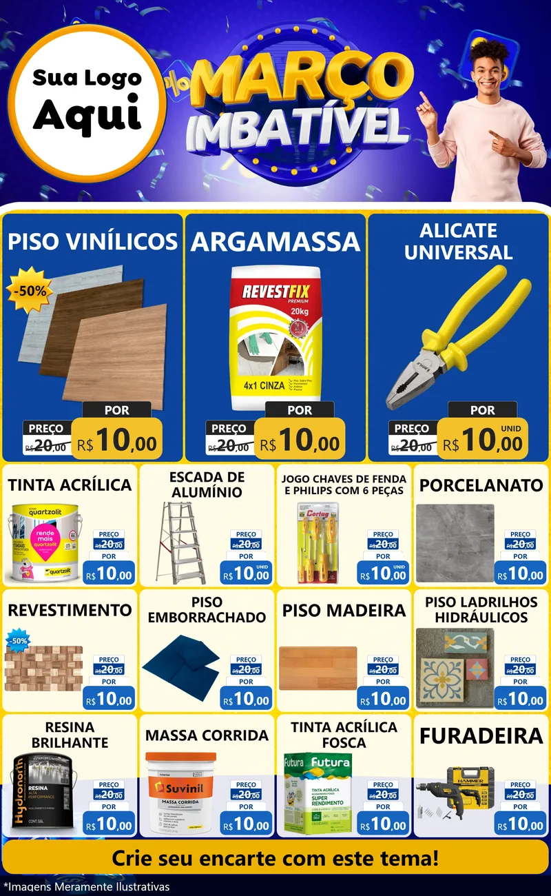 Modelo de Encarte para Encarte Grande com o tema Março Imbatível para Material para Construção