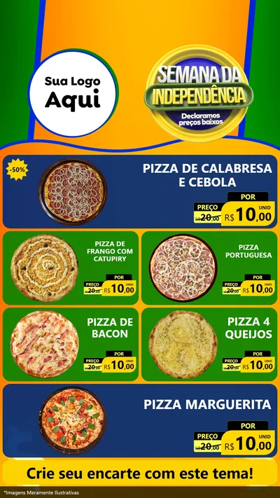 Modelo de TV para TV Vertical com o tema Semana da Independência Declaramos Preços Baixos para Pizzaria