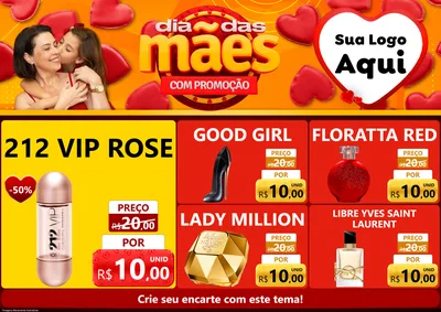 Modelo de Encarte para Encarte A4 Horizontal com o tema Dia das Mães com Promoção para Perfumes