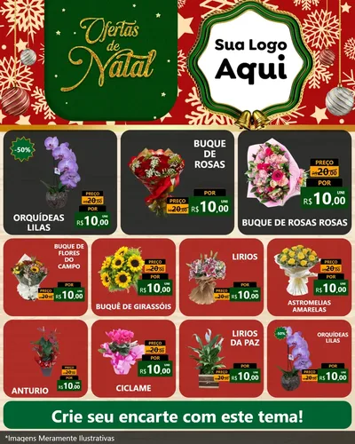 Modelo de Rede Social para Feed Instagram com o tema Natal de Ofertas para Floricultura e jardim