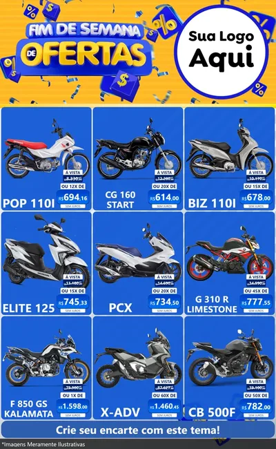 Modelo de Encarte para Encarte Grande com o tema Fim de Semana de Ofertas para Concessionaria de Motos