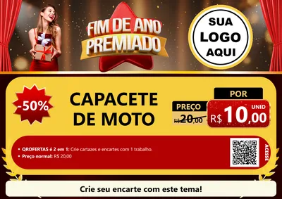 Modelo de Cartaz para Cartaz A4 Horizontal com o tema Fim de Ano Premiado para Moto peças