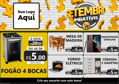 Modelo de Encarte para Encarte A4 Horizontal com o tema Setembro Imbatível para Móveis e Eletro