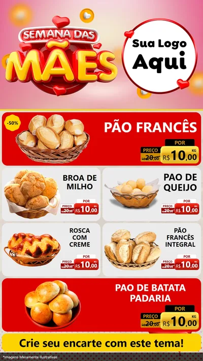 Modelo de TV para TV Vertical com o tema Semana das Mães para Padaria