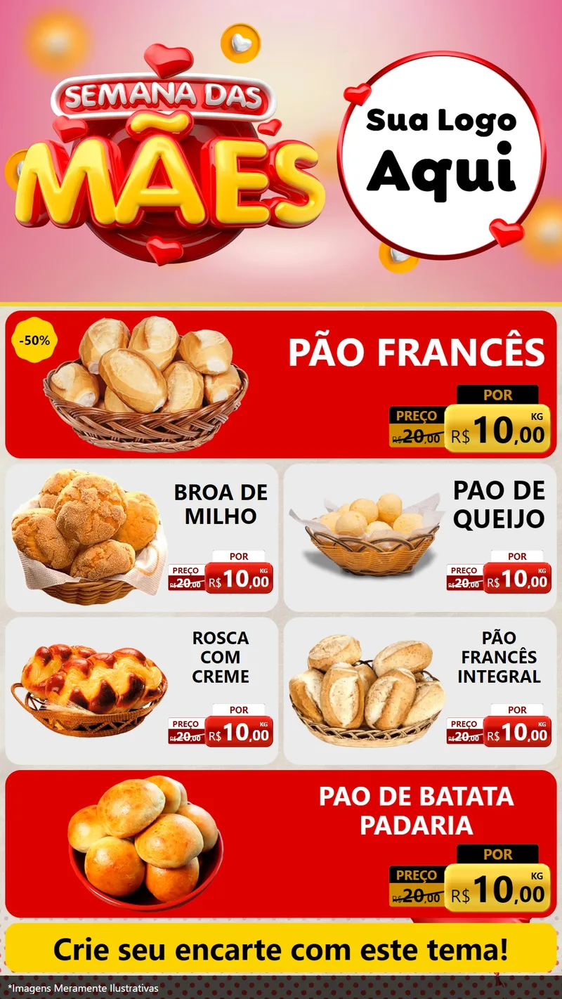 Modelo de TV para TV Vertical com o tema Semana das Mães para Padaria
