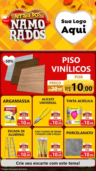 Modelo de Rede Social para Stories com o tema Arraiá dos Namorados para Material para Construção