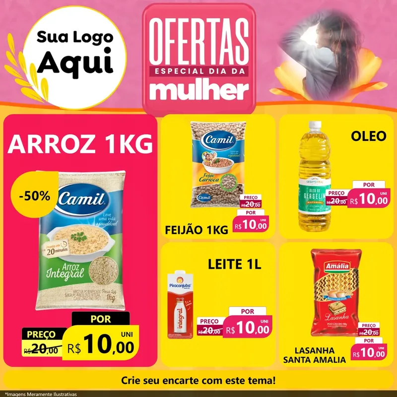 Modelo de Rede Social para Feed Facebook com o tema Ofertas - Especial Dia Das Mulheres para Supermercado