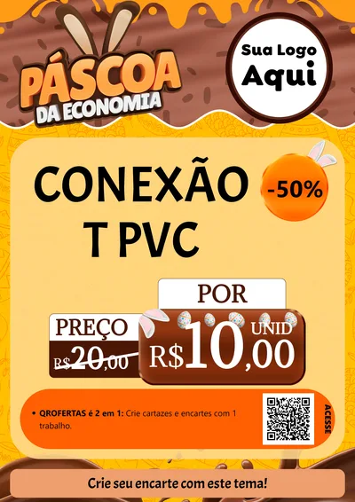 Modelo de Cartaz para Cartaz A4 Vertical com o tema Páscoa da Economia para Tubos e conexões