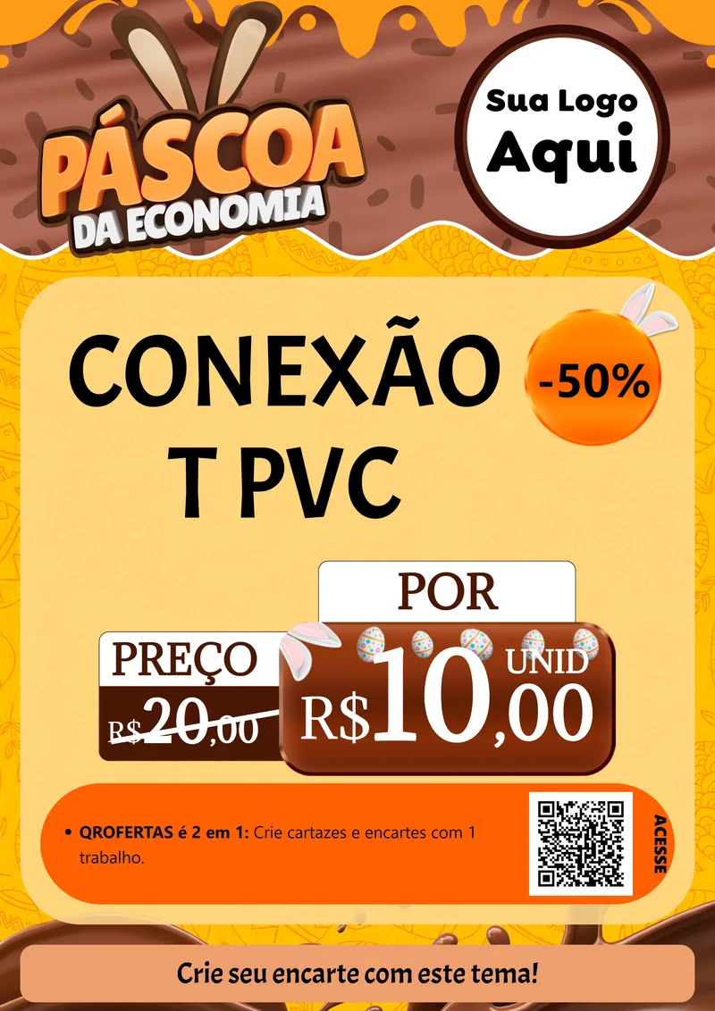 Modelo de Cartaz para Cartaz A4 Vertical com o tema Páscoa da Economia para Tubos e conexões