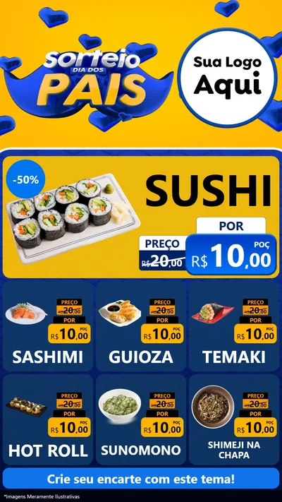 Modelo de Rede Social para Stories com o tema Sorteio Dia dos Pais para Comida japonesa