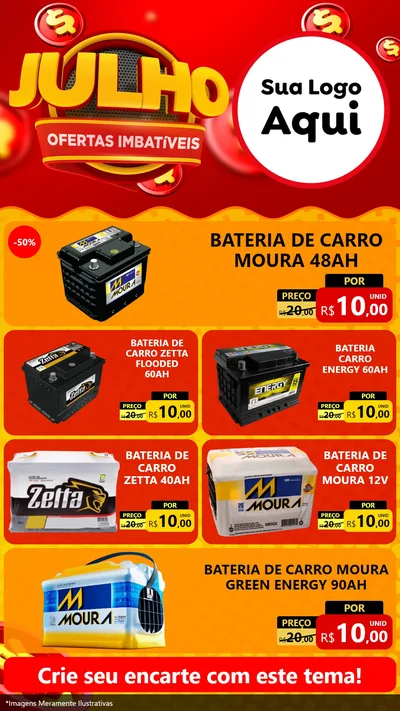 Modelo de TV para TV Vertical com o tema Julho Ofertas Imbatíveis para Baterias Elétricas