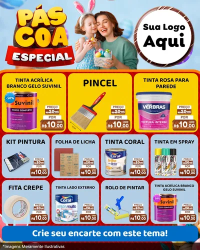 Modelo de Rede Social para Feed Instagram com o tema Páscoa Especial para Tintas e Ferramentas