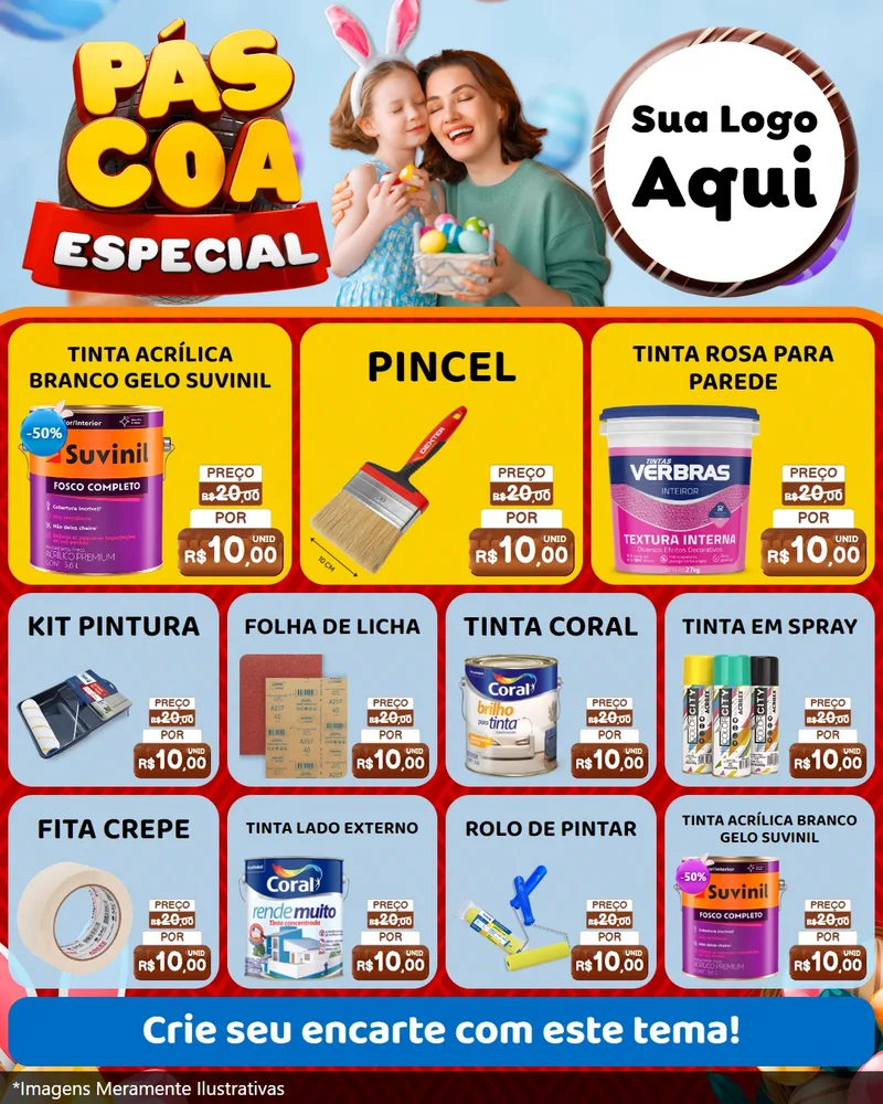 Modelo de Rede Social para Feed Instagram com o tema Páscoa Especial para Tintas e Ferramentas