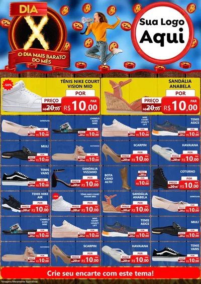 Modelo de Encarte para Encarte A4 Vertical com o tema Dia X - O Dia Mais Barato Do Mês para Calçados