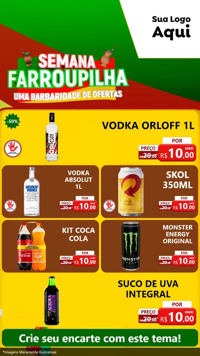 Modelo de TV para TV Vertical com o tema Semana Farroupilha - Uma Barbaridade de Ofertas para Distribuidora de bebidas