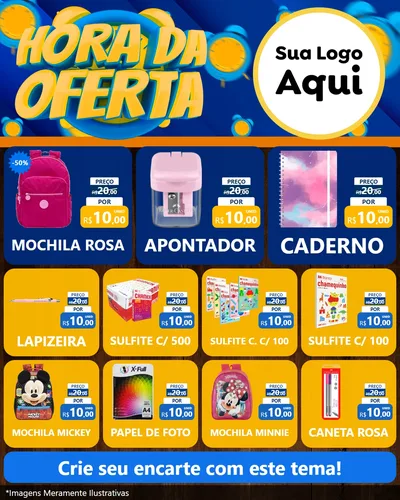 Modelo de Rede Social para Feed Instagram com o tema Hora da Oferta para Papelaria