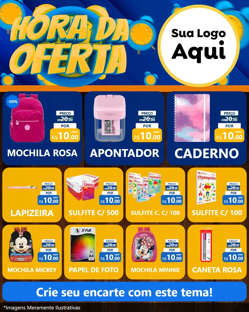 Modelo de Rede Social para Feed Instagram com o tema Hora da Oferta para Papelaria