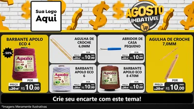 Modelo de TV para TV Horizontal com o tema Agosto imbatível para Armarinho e Aviamentos