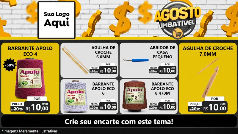 Modelo de TV para TV Horizontal com o tema Agosto imbatível para Armarinho e Aviamentos