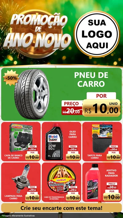 Modelo de Rede Social para Stories com o tema Promoção de Ano Novo para Auto peças