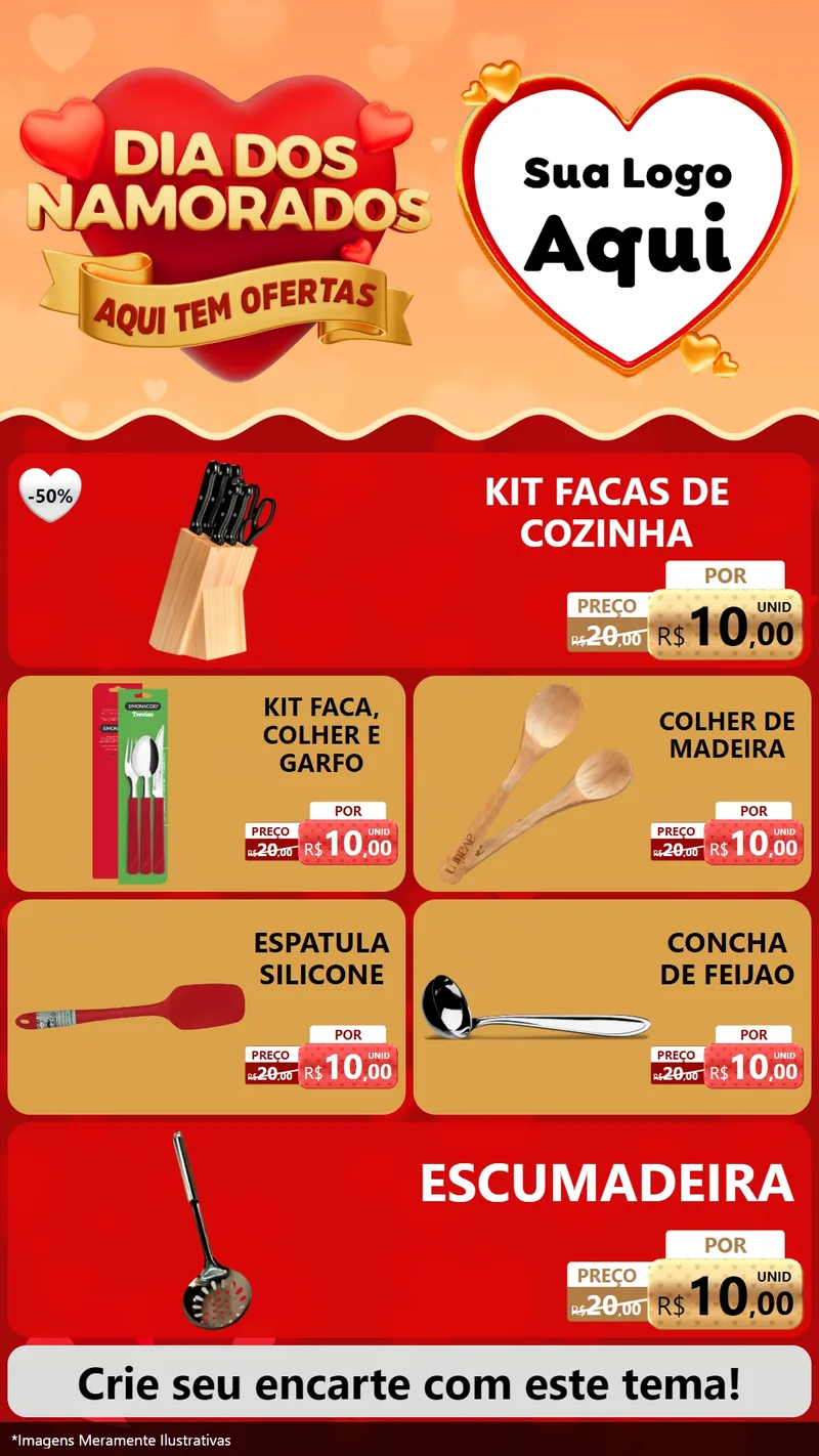 Modelo de TV para TV Vertical com o tema Dia dos Namorados - Aqui Tem Ofertas para Utilidades Domésticas