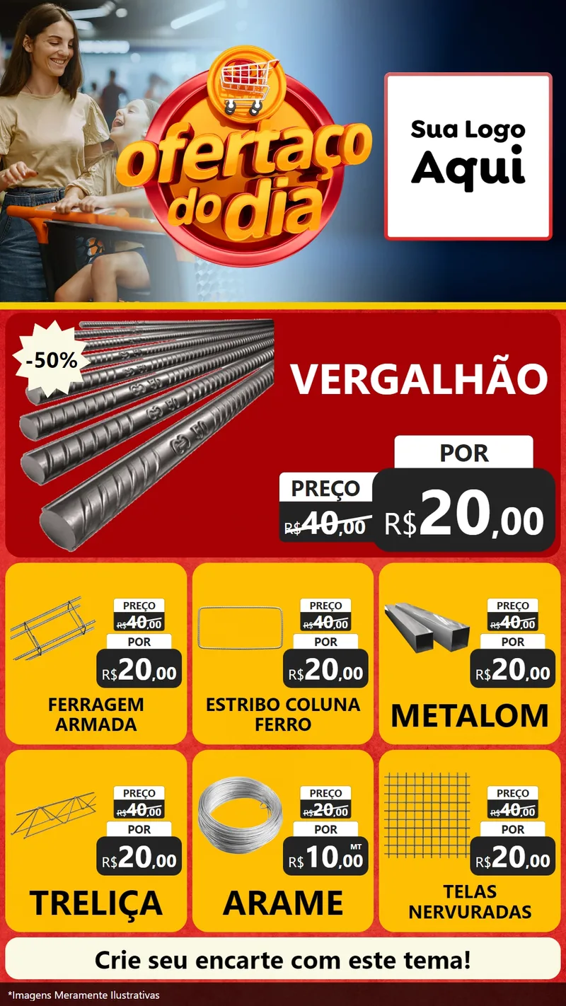 Modelo de Rede Social para Stories com o tema Ofertaço Do Dia para Ferragens