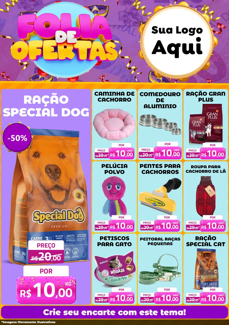 Modelo de Encarte para Encarte A4 Vertical com o tema Folia de Ofertas para Pet Shop