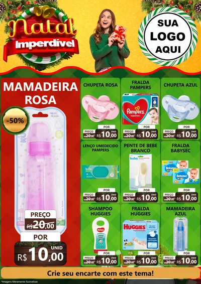 Modelo de Encarte para Encarte A4 Vertical com o tema Natal Imperdível para Bebês