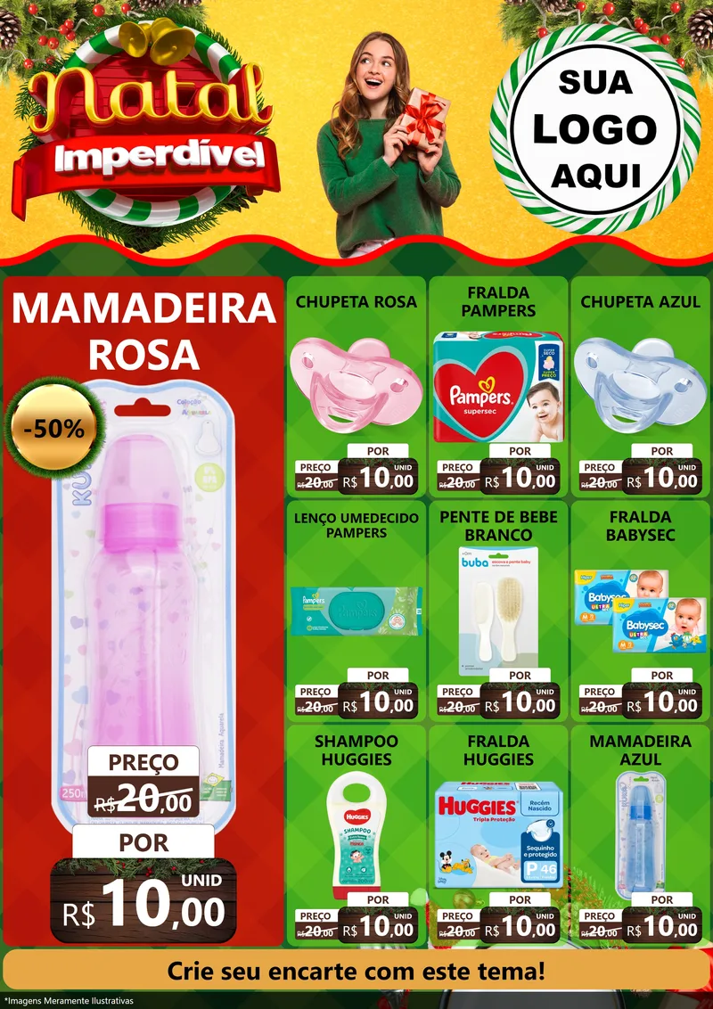 Modelo de Encarte para Encarte A4 Vertical com o tema Natal Imperdível para Bebês