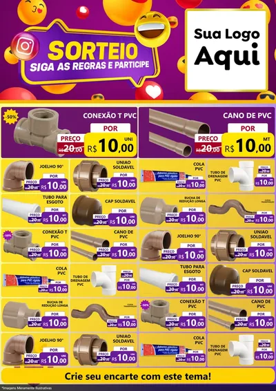 Modelo de Encarte para Encarte A4 Vertical com o tema Sorteio para Tubos e conexões