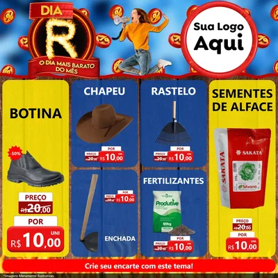 Modelo de Rede Social para Feed Facebook com o tema Dia R - O Dia Mais Barato Do Mês para Agropecuária