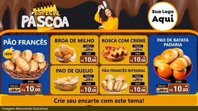 Modelo de TV para TV Horizontal com o tema Especial Páscoa para Padaria