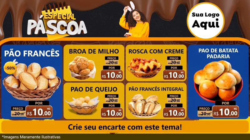 Modelo de TV para TV Horizontal com o tema Especial Páscoa para Padaria