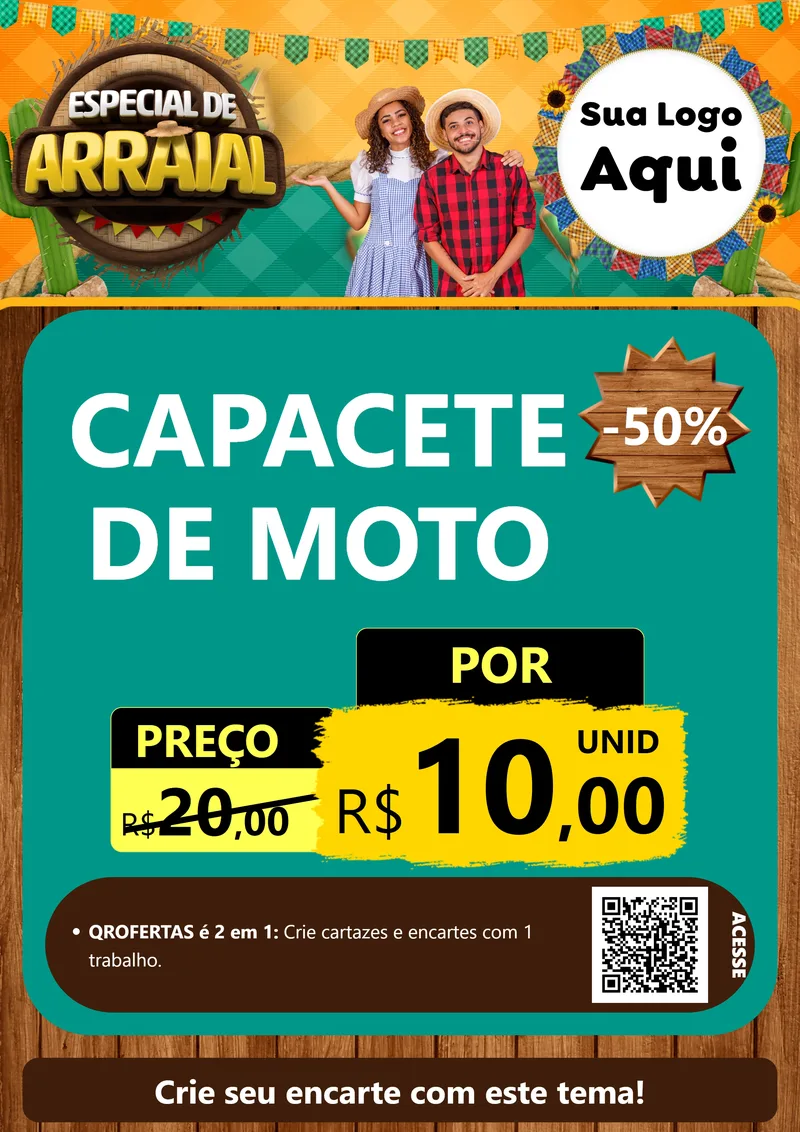 Modelo de Cartaz para Cartaz A4 Vertical com o tema Especial De Arraial para Moto peças